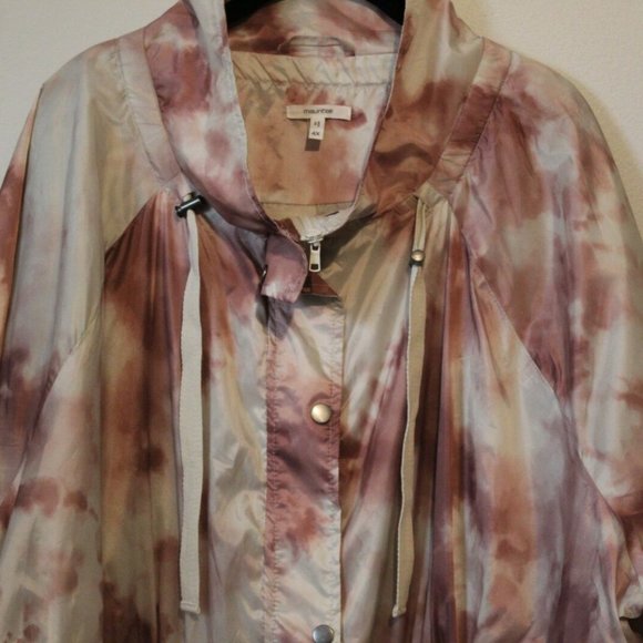 Maurices Tie Dye Cinch Windbreaker Jacket Ivory Pink Women's Plus Size 4X H12478 - Picture 5 of 11